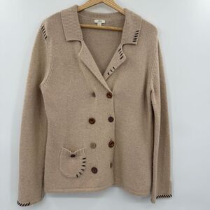 J Jill Sweater‎ Women Beige Lambs Wool Angora Rabbit Cashmere Cardigan Small